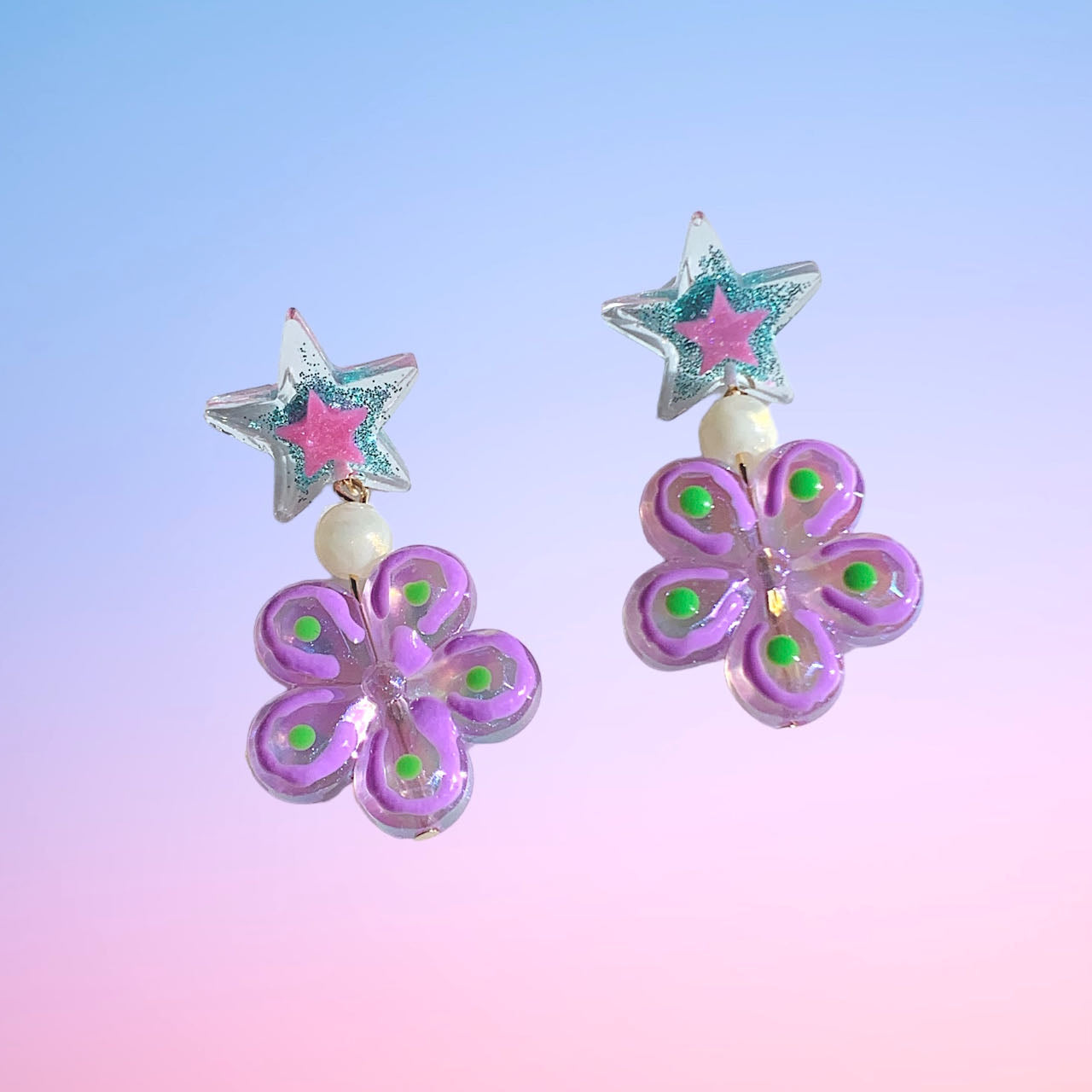 Handmade-Lilac Twinkles Earrings🌺